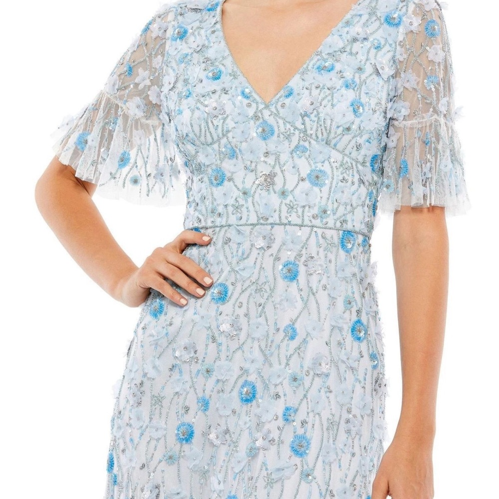 Mac Duggal Light Blue Embroidered Dress 12 - Picture 3 of 5